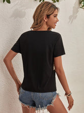 EMERY ROSE Leopard Print Crisscross Tee